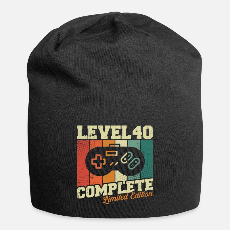 40. Geburtstag Geschenk - Level 40 Complete - Jersey-Beanie - Schwarz