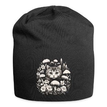 Champignons cottagecore pour chat - Bonnet en jersey - noir - Devant