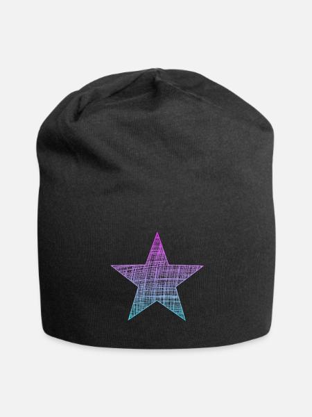 Stern pink blau, star pink blue - Jersey-Beanie - Schwarz