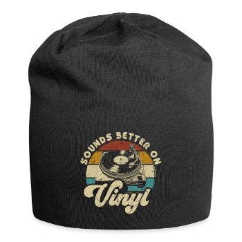 vinyle vinyle musique platine rétro - Bonnet en jersey - noir - Devant
