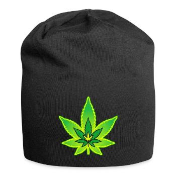 Cannabisblatt - Hanfblatt - Marihuana - Jersey-Beanie - Schwarz - Vorne