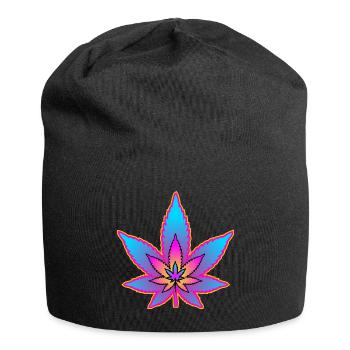 Cannabisblatt - Hanfblatt - Marihuana - Jersey-Beanie - Schwarz - Vorne