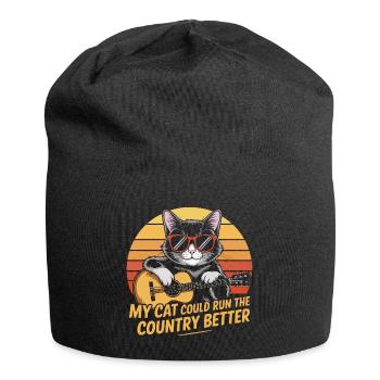 Meine Katze würde das Land besser regieren - Jersey-Beanie - Schwarz - Vorne