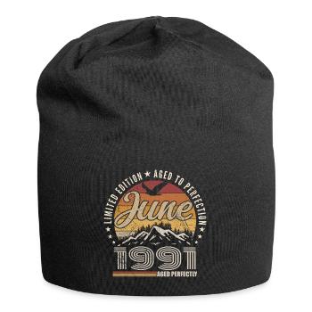June 1991 34th Anniversary Gift June 1991 Retro - Jersey Beanie - black - Front
