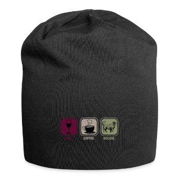 Golden Retriever Goldie Wein Kaffee Spruch Lustig - Jersey-Beanie - Schwarz - Vorne