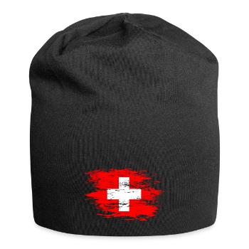 Schweiz Flagge used - Jersey-Beanie - Schwarz - Vorne