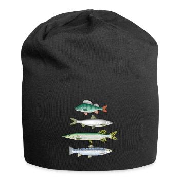 FOUR FISH - Barsch-, Felchen-, Hecht- und Forellenprodukte - Jersey-Beanie - Schwarz - Vorne