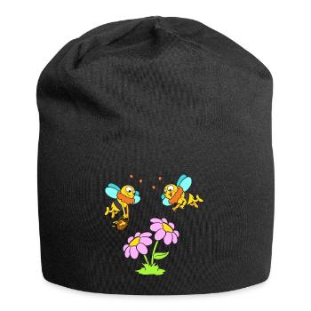 Abeilles à fleurs et miel - Bonnet en jersey - noir - Devant