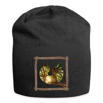 forest with squirrel u - Jersey Beanie - black - Front
