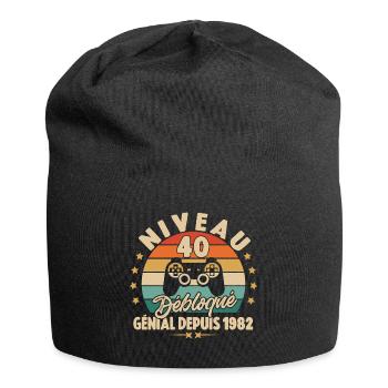 Niveau 40 Débloquer Genial Depuis 1982 Humour - Bonnet en jersey - noir - Devant