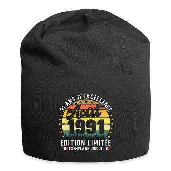 31 Ans Anniversaire Vintage Né en Août 1991 - Bonnet en jersey - noir - Devant
