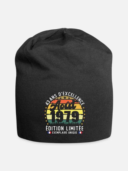 43 Ans Anniversaire Vintage Né en Août 1979 - Bonnet en jersey - noir