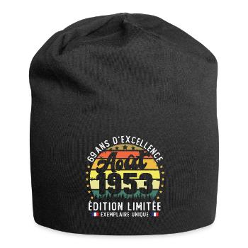 69 Ans Anniversaire Vintage Né en Août 1953 - Bonnet en jersey - noir - Devant