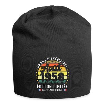 64 Ans Anniversaire Vintage Né en Août 1958 - Bonnet en jersey - noir - Devant