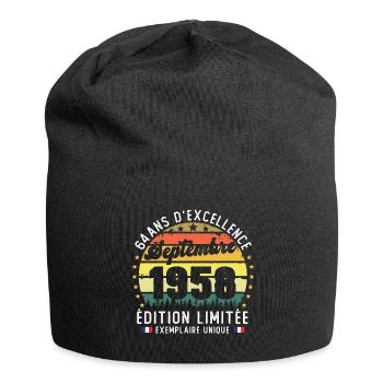 64 Ans Anniversaire Vintage Né en Septembre 1958 - Bonnet en jersey - noir - Devant