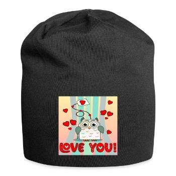 Alles Gute zum Valentinstag - OWL TEA BAG Cartoon - BIRD - Jersey-Beanie - Schwarz - Vorne