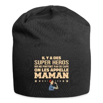 Il Y A Des Super Héros | Cadeau Super Maman - Bonnet en jersey - noir - Devant