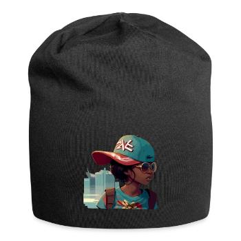 Urban Girl avec des lunettes de soleil - Bonnet en jersey - noir - Devant