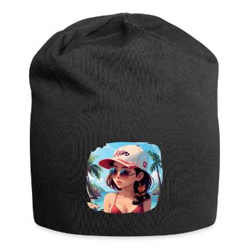 Asian Girl in Bikini - Jersey Beanie - black - Front