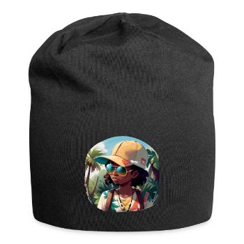 Homme noir sur l’île tropicale - Bonnet en jersey - noir - Devant