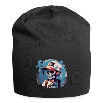 Crâne de graffiti avec écouteurs - Bonnet en jersey - noir - Devant
