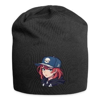 Skater-Mädchen - Jersey-Beanie - Schwarz - Vorne