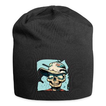 Totenkopf im Graffiti-Stil - Jersey-Beanie - Schwarz - Vorne