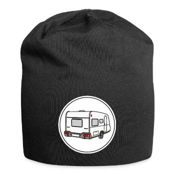 Caravan in round white logo - Jersey Beanie - black - Front