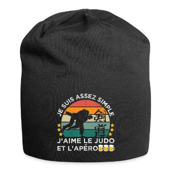 J' aime le judo et l' apéro humour judoka vintage - Bonnet en jersey - noir - Devant