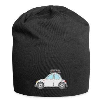Voiture avec valise sur le toit en gris - Bonnet en jersey - noir - Devant