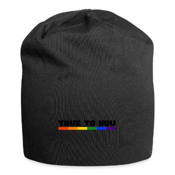 Étreinte de connexion arc-en-ciel, fierté heureuse - Bonnet en jersey - noir - Devant