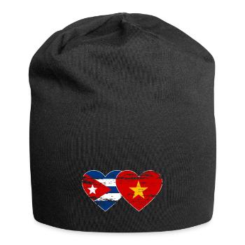 Kuba Vietnam Flagge Herz used - Jersey-Beanie - Schwarz - Vorne