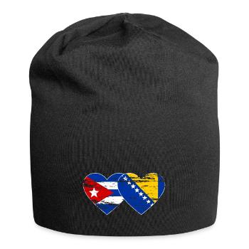 Kuba Bosnien Flagge Herz used - Jersey-Beanie - Schwarz - Vorne