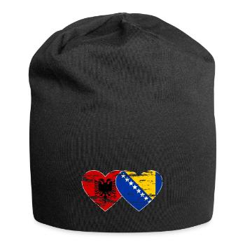 Albanien Bosnien Flagge Herz used - Jersey-Beanie - Schwarz - Vorne