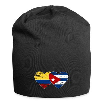 Kolumbien Kuba Flagge Herz used - Jersey-Beanie - Schwarz - Vorne