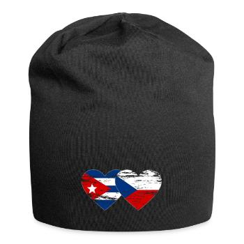 Kuba Tschechien Flagge Herz used - Jersey-Beanie - Schwarz - Vorne