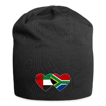 Vereinigte Arabische Emirate Südafrika Flagge Herz - Jersey-Beanie - Schwarz - Vorne