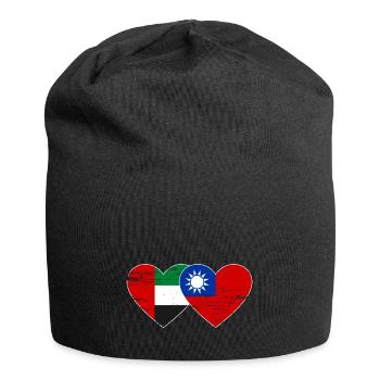 Vereinigte Arabische Emirate Taiwan Flagge Herz - Jersey-Beanie - Schwarz - Vorne