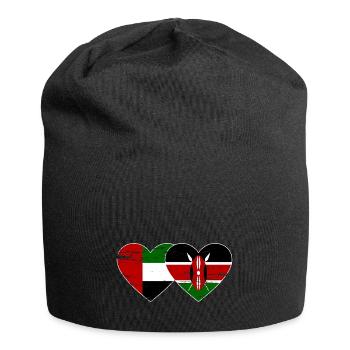 Vereinigte Arabische Emirate Kenia Flagge Herz - Jersey-Beanie - Schwarz - Vorne