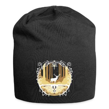 Hirsch im Wald - Jersey-Beanie - Schwarz - Vorne