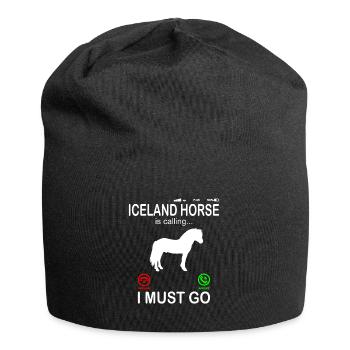 Islandpferd Pferd ruft an Lustiger Telefon Spruch - Jersey-Beanie - Schwarz - Vorne