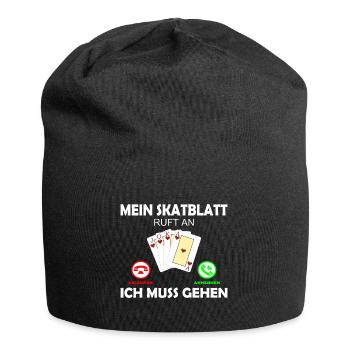 Skat Kartenspiel Lustig Spruch Skatblatt ruft an - Jersey-Beanie - Schwarz - Vorne