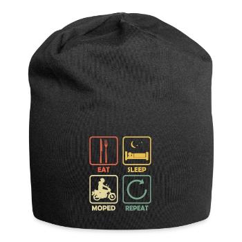 Cyclomoteur Mofa Eat Sleep Repeat Retro pour les cyclomoteurs - Bonnet en jersey - noir - Devant