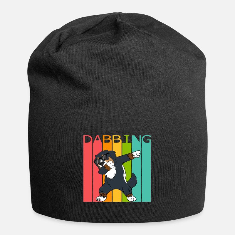 Bernese Bernese Mountain Dog Dabbing Dancing Retro - Jersey Beanie - black