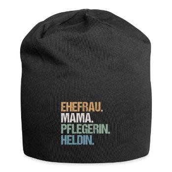 Pflegerin Pflege Mama Ehefrau Heldin Spruch Retro - Jersey-Beanie - Schwarz - Vorne