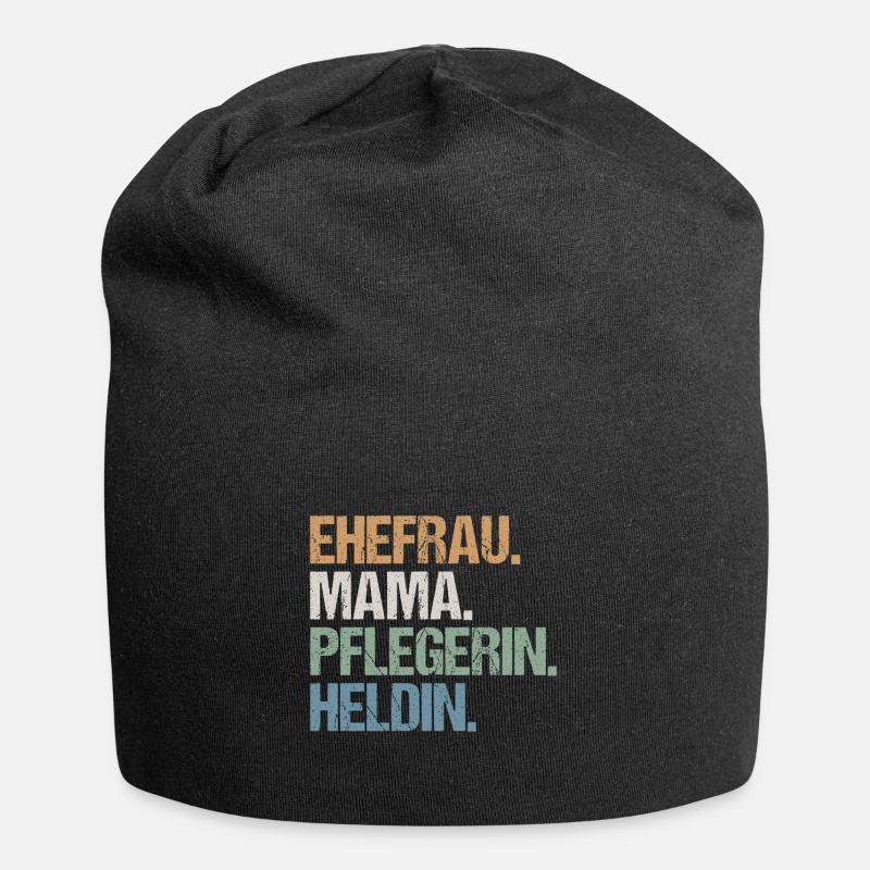 Pflegerin Pflege Mama Ehefrau Heldin Spruch Retro - Jersey-Beanie - Schwarz