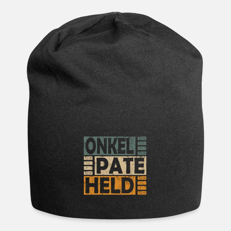 Patenonkel Onkel Pate Taufpate Taufe Retro Spruch - Jersey-Beanie - Schwarz