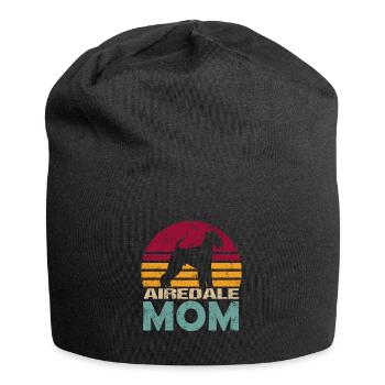 Airedale Terrier Mom Retro Grunge pour maman - Bonnet en jersey - noir - Devant
