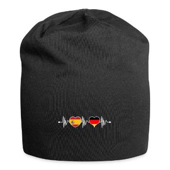 Espagne Allemagne drapeau herz armoiries herzschlag - Bonnet en jersey - noir - Devant