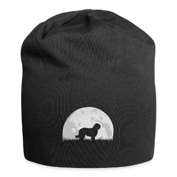 Bearded Collie full moon moon silhouette - Jersey Beanie - black - Front